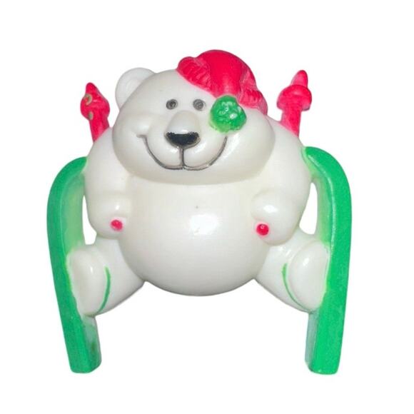 Vintage 80s Russ Polar Bear Pin - Skiing Holiday Winter Snow - Signed - Picture 10 of 10